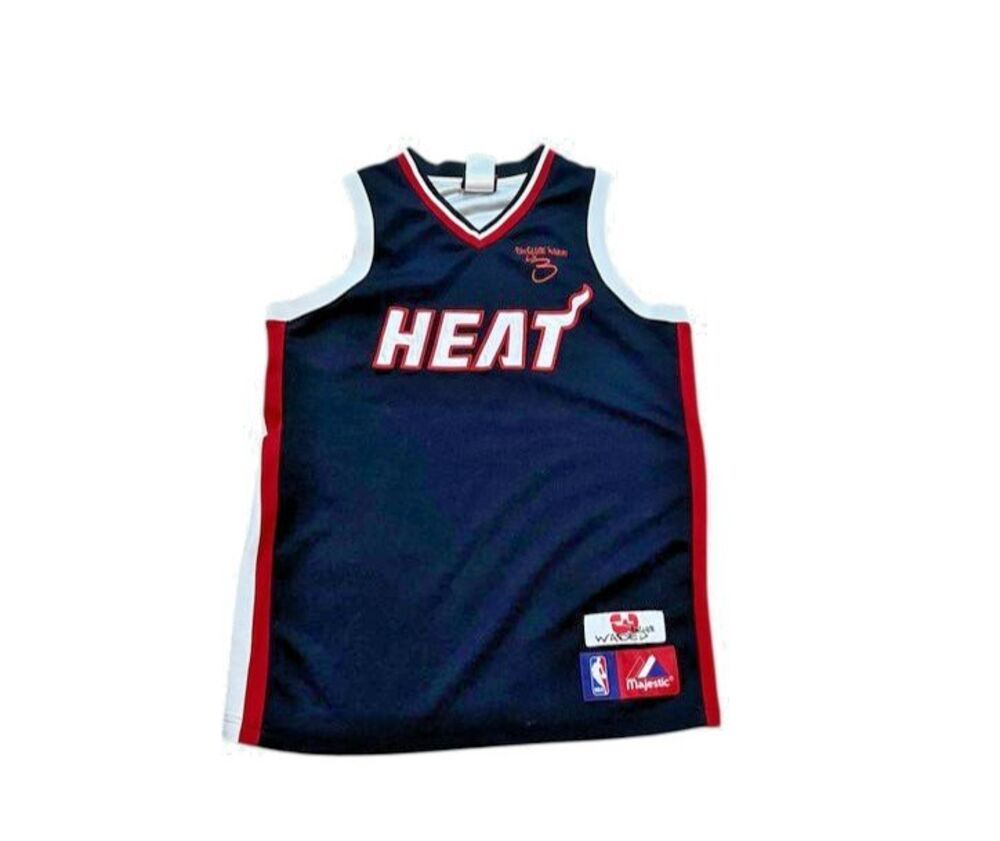 Majestic Miami Heat #3 Dwyane Wade Basketball Jersey Youth Size 14/16 NBA